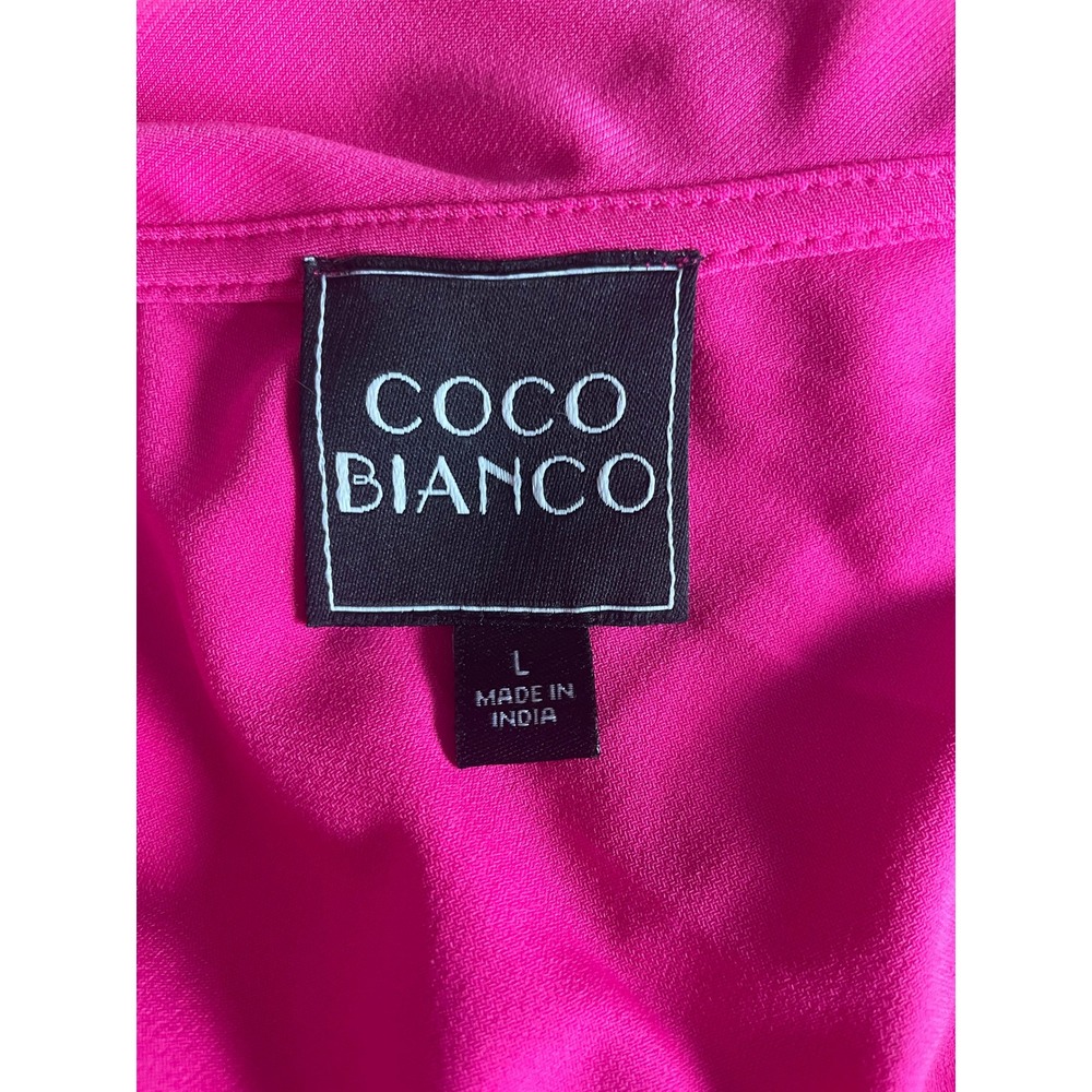 Coco Bianco Shirt Womens Large One Shoulder Overlay‎ Stretch Blouse Peasant NWT - Picture 5 of 7